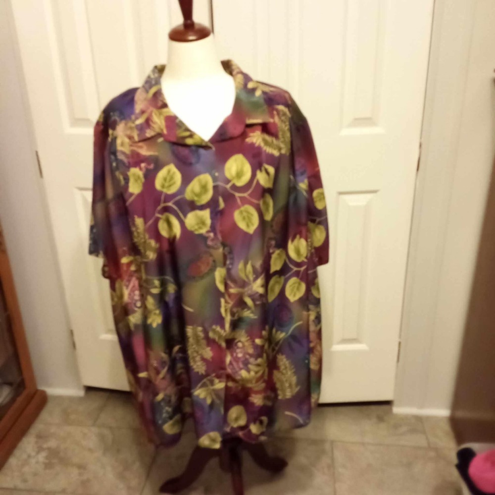 A Personal Touch Womens 4X Floral Print Button Front Shirt Top Made in USA